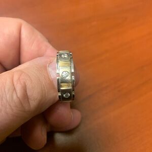 Mens 14 kt white gold with yellow accents size 11 wedding band